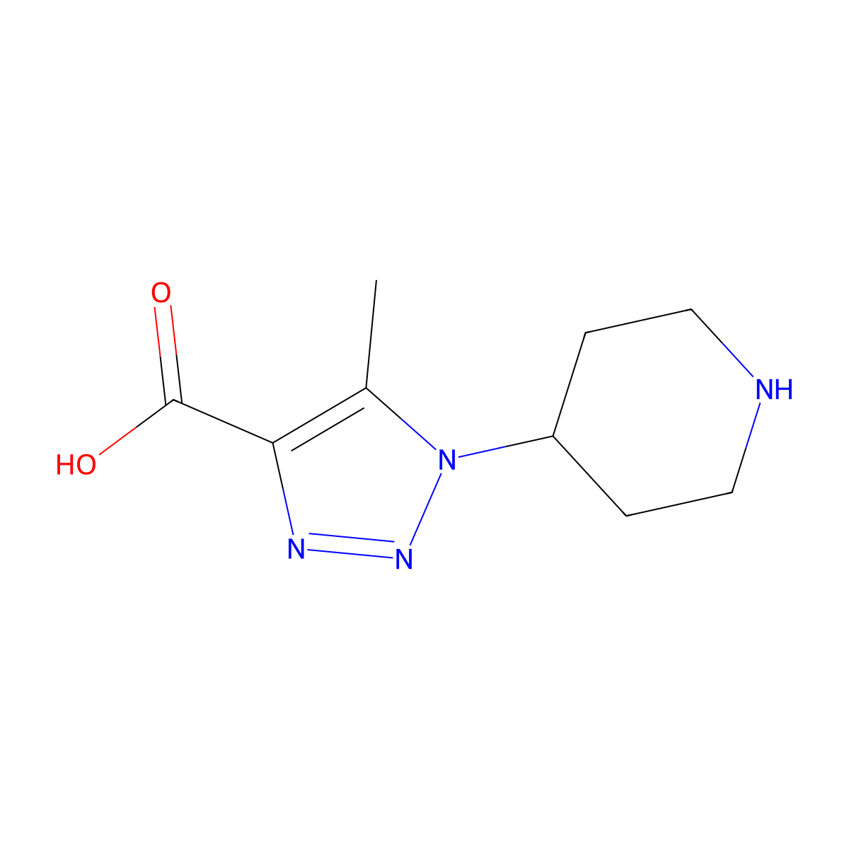 5-methyl-1-(piperidin-4-yl)-1H-1,2,3-triazole-4-carboxylic acid molecular structure, CAS 1334487-68-1