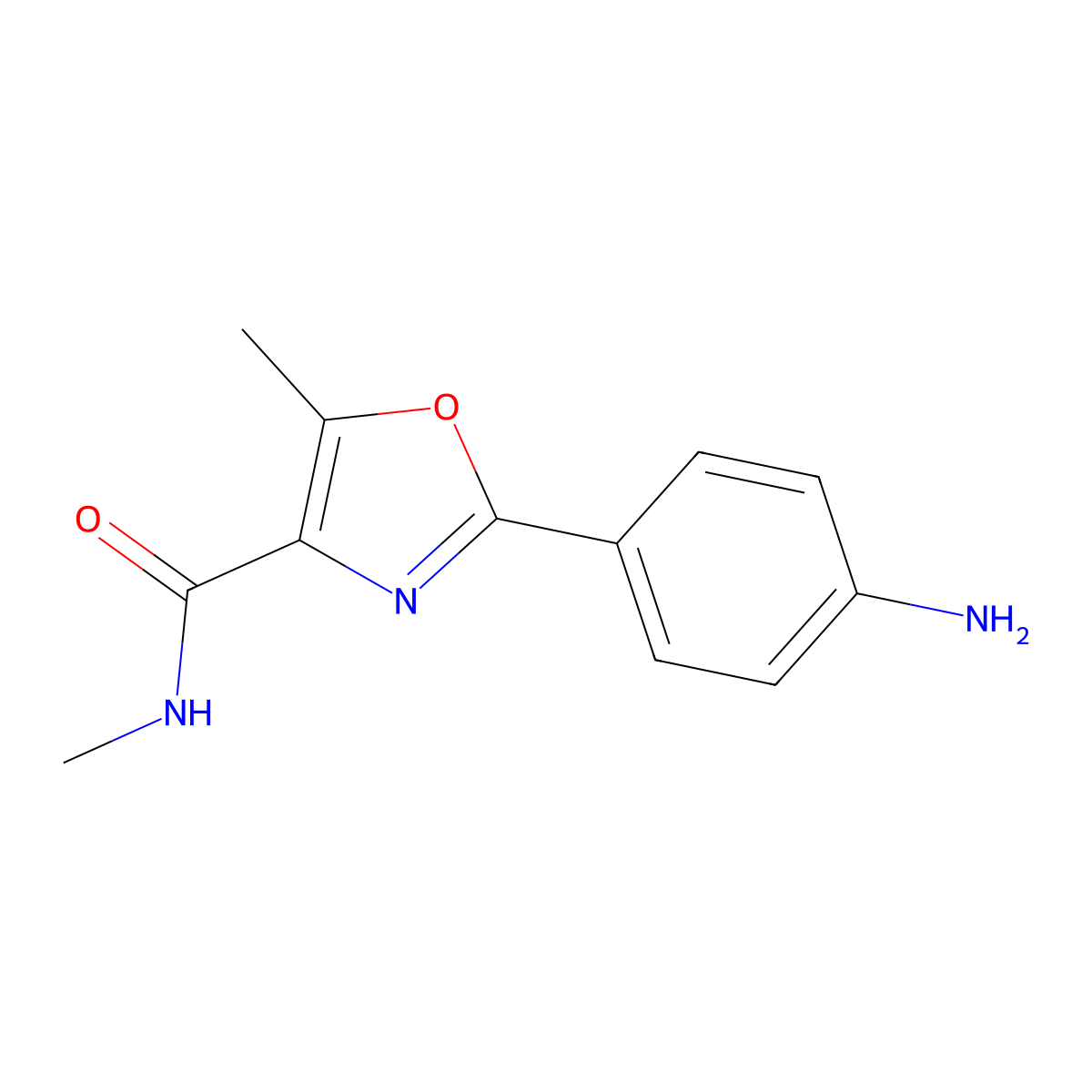 2-(4-Aminophenyl)-N,5-dimethyloxazole-4-carboxamide molecular structure, CAS 1334487-88-5