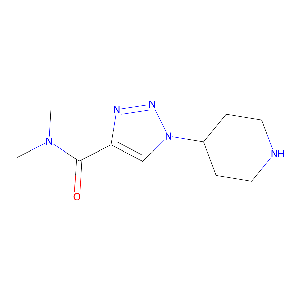 N,N-Dimethyl-1-(piperidin-4-yl)-1H-1,2,3-triazole-4-carboxamide molecular structure, CAS 1334488-16-2