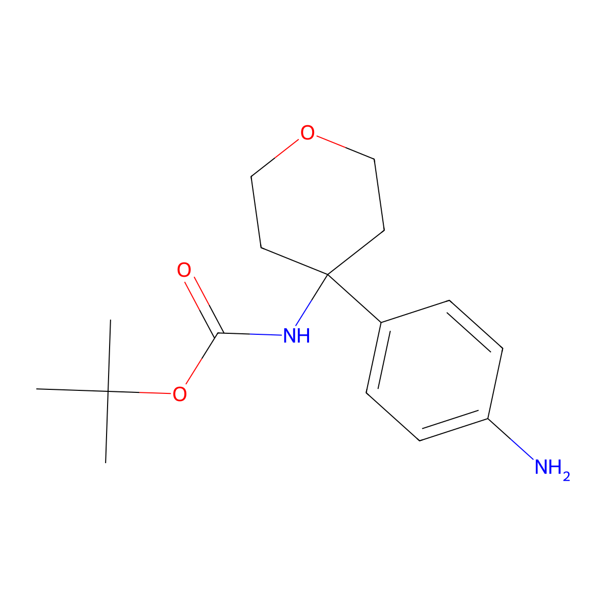 Tert-butyl N-[4-(4-aminophenyl)oxan-4-YL]carbamate molecular structure, CAS 1334488-37-7