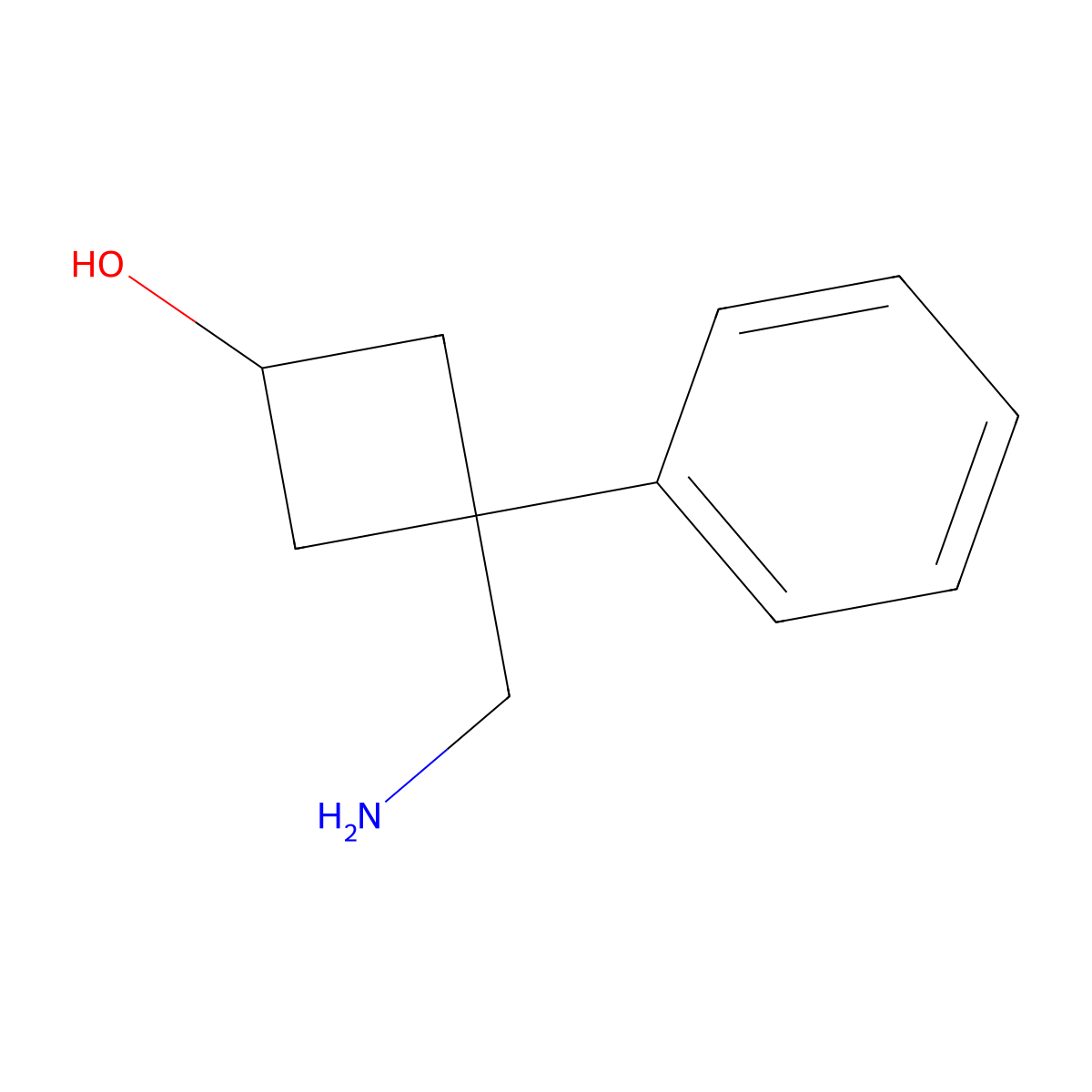 3-(Aminomethyl)-3-phenylcyclobutan-1-ol molecular structure, CAS 1334488-50-4