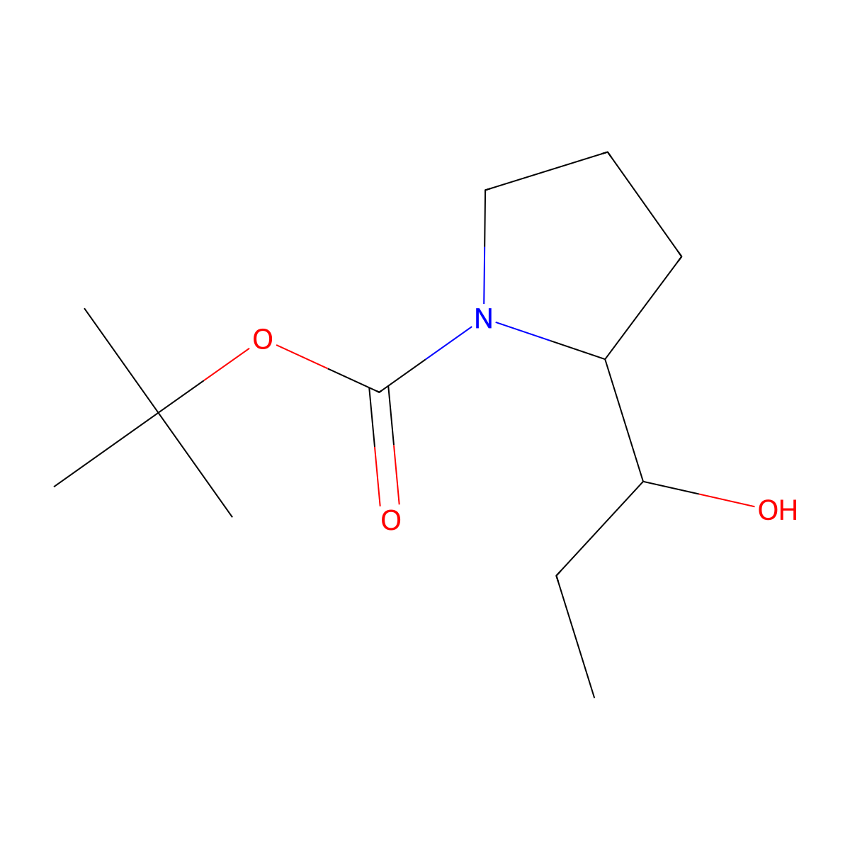 Tert-butyl 2-(1-hydroxypropyl)pyrrolidine-1-carboxylate molecular structure, CAS 1334488-54-8
