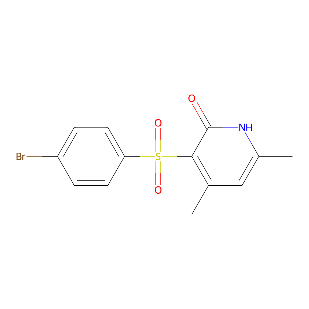 3-((4-bromophenyl)sulfonyl)-4,6-dimethylpyridin-2(1H)-one molecular structure, CAS 1334488-56-0