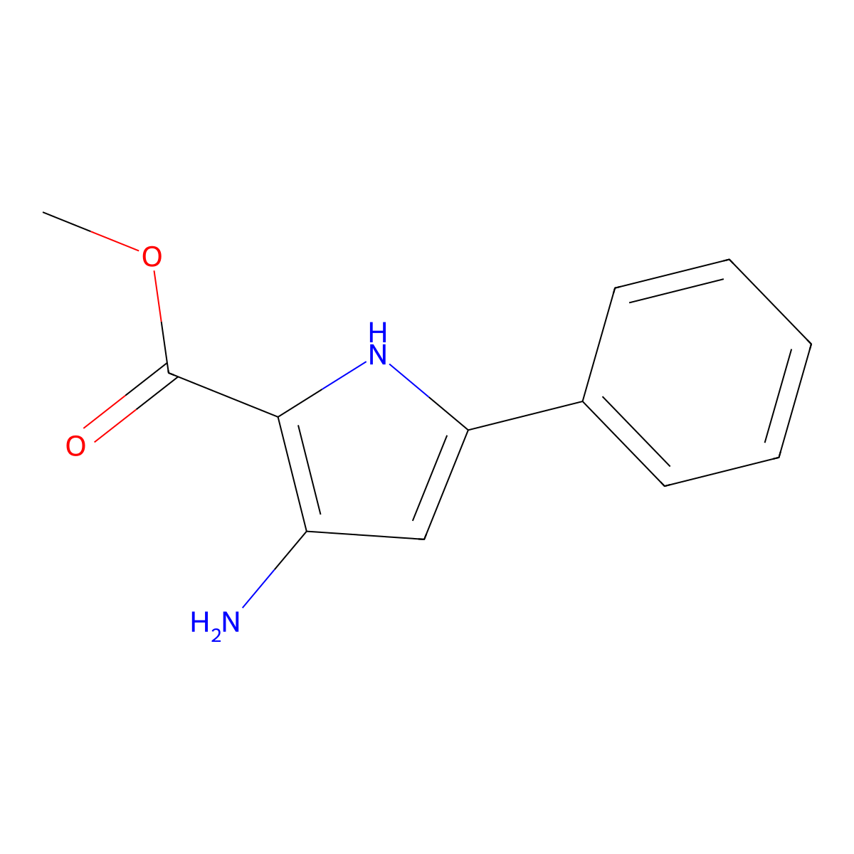 methyl 3-amino-5-phenyl-1H-pyrrole-2-carboxylate molecular structure, CAS 1334488-94-6