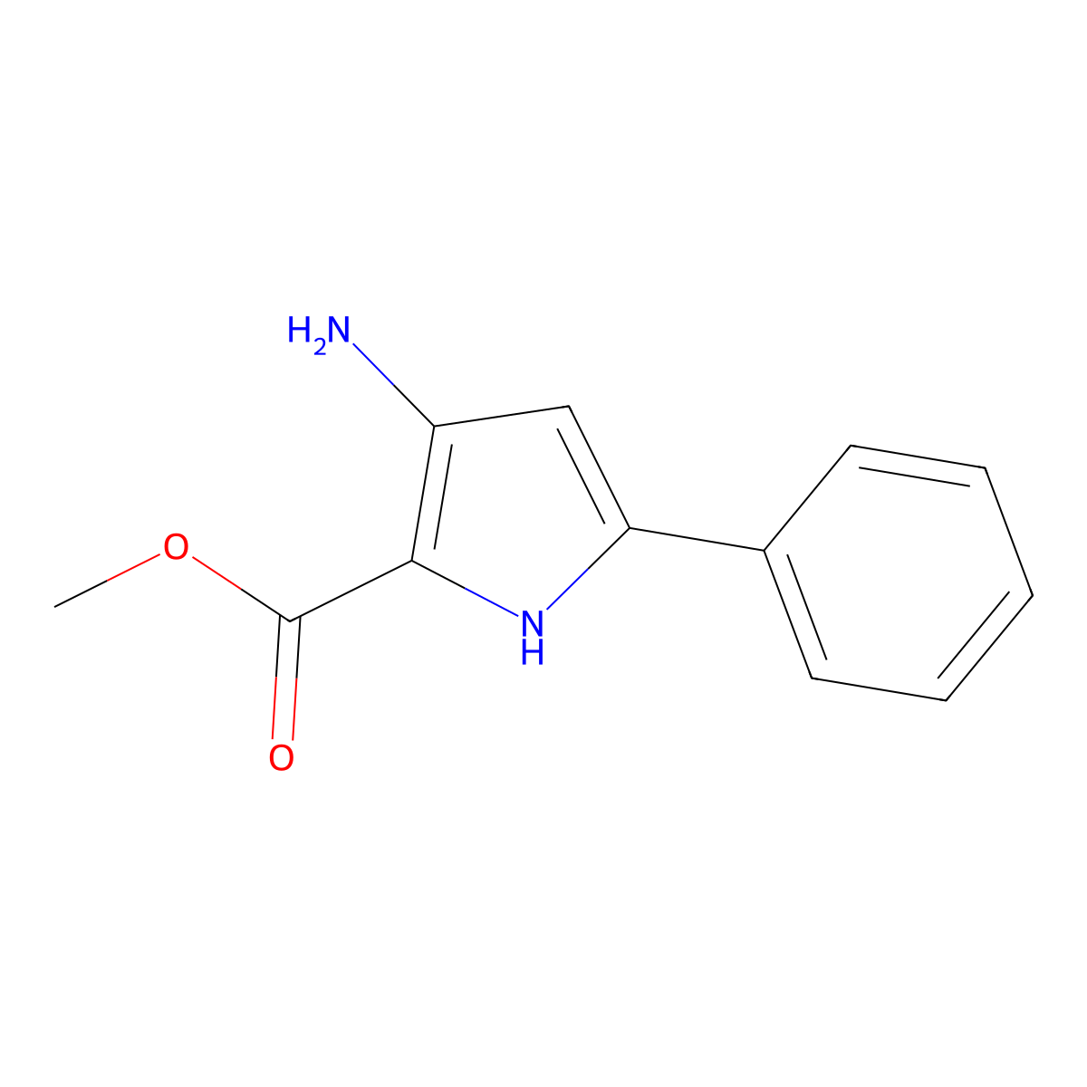 methyl 3-amino-5-phenyl-1H-pyrrole-2-carboxylate molecular structure, CAS 1334488-94-6
