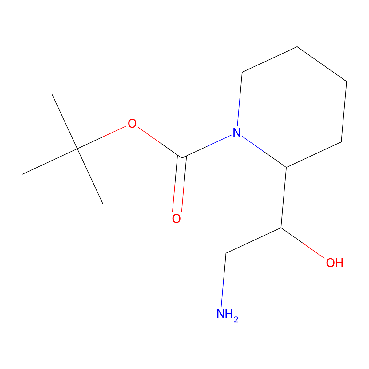 Tert-butyl 2-(2-amino-1-hydroxyethyl)piperidine-1-carboxylate molecular structure, CAS 1334488-95-7