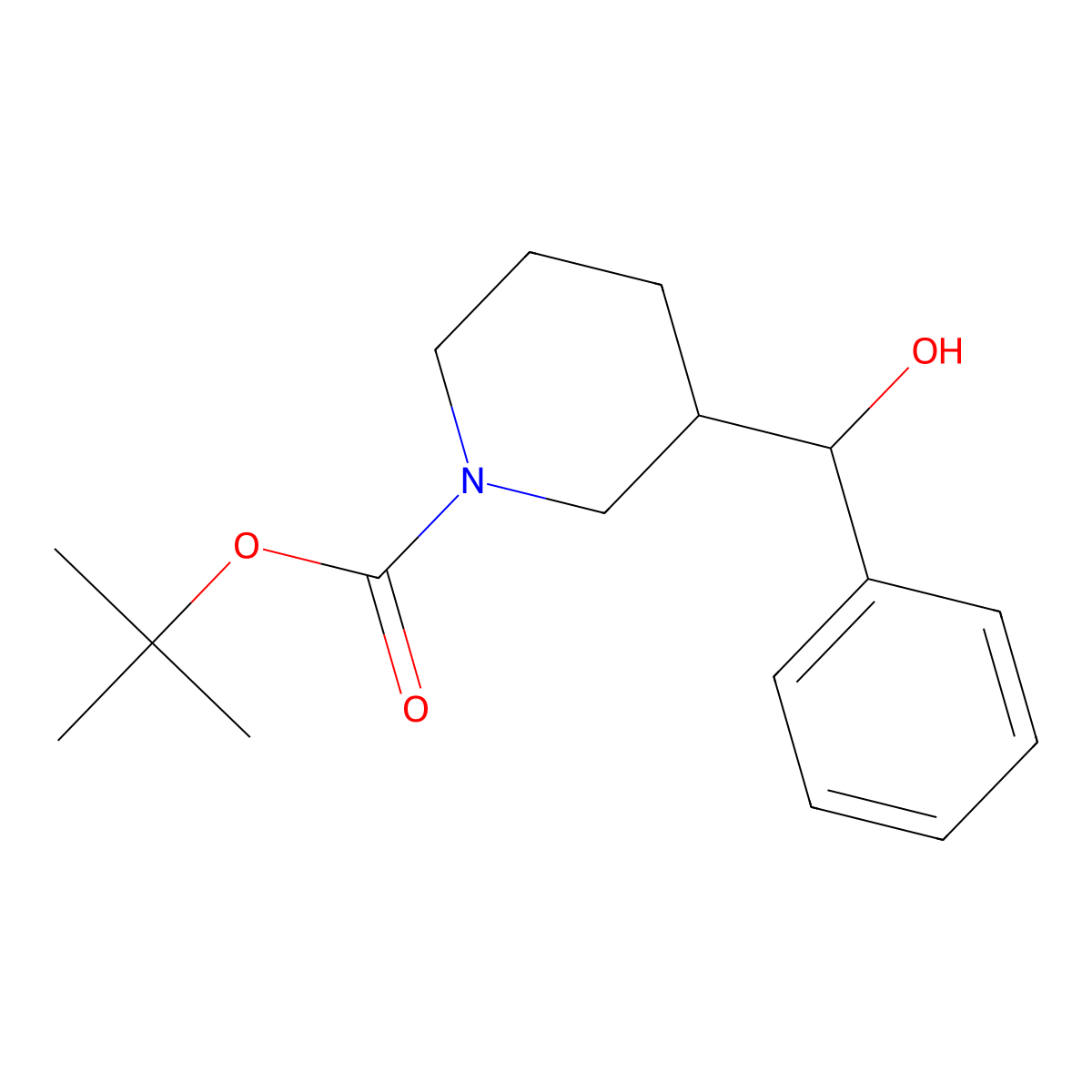 Tert-butyl 3-[hydroxy(phenyl)methyl]piperidine-1-carboxylate molecular structure, CAS 1334488-98-0