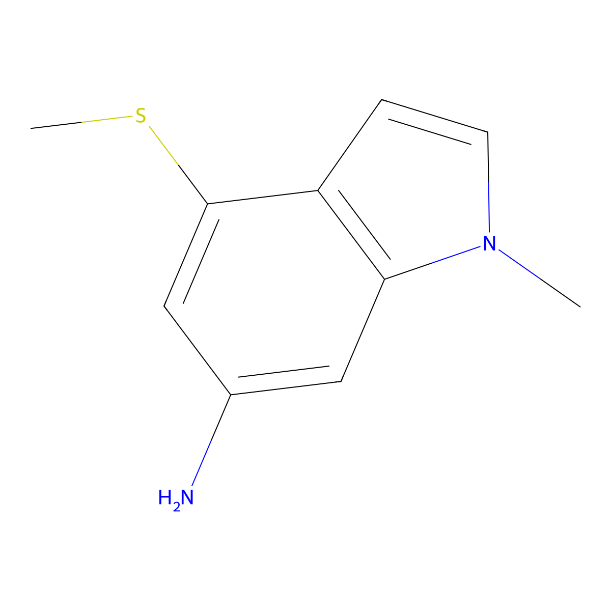 1-methyl-4-(methylsulfanyl)-1H-indol-6-amine molecular structure, CAS 1334489-71-2