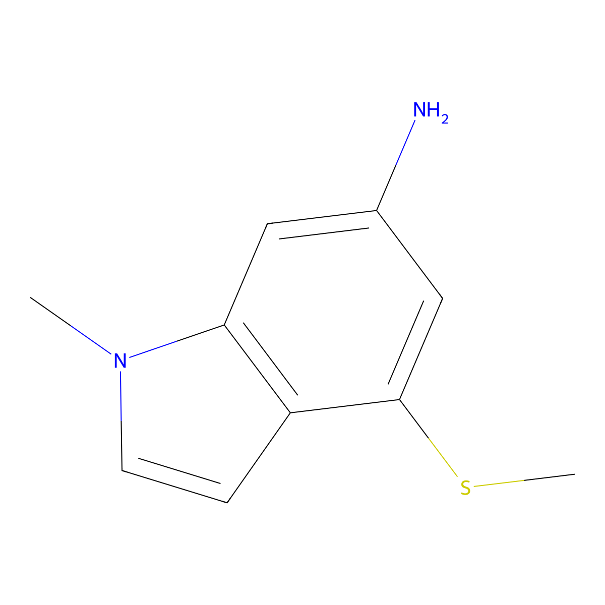 1-methyl-4-(methylsulfanyl)-1H-indol-6-amine molecular structure, CAS 1334489-71-2