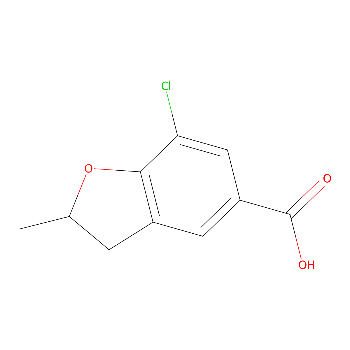 7-Chloro-2-methyl-2,3-dihydrobenzofuran-5-carboxylic acid molecular structure, CAS 1334489-74-5