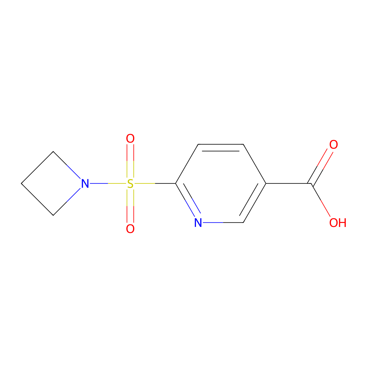 6-(Azetidin-1-ylsulfonyl)nicotinic acid molecular structure, CAS 1334489-94-9