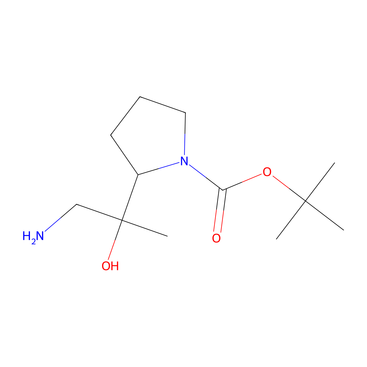 Tert-butyl 2-(1-amino-2-hydroxypropan-2-yl)pyrrolidine-1-carboxylate molecular structure, CAS 1334490-49-1