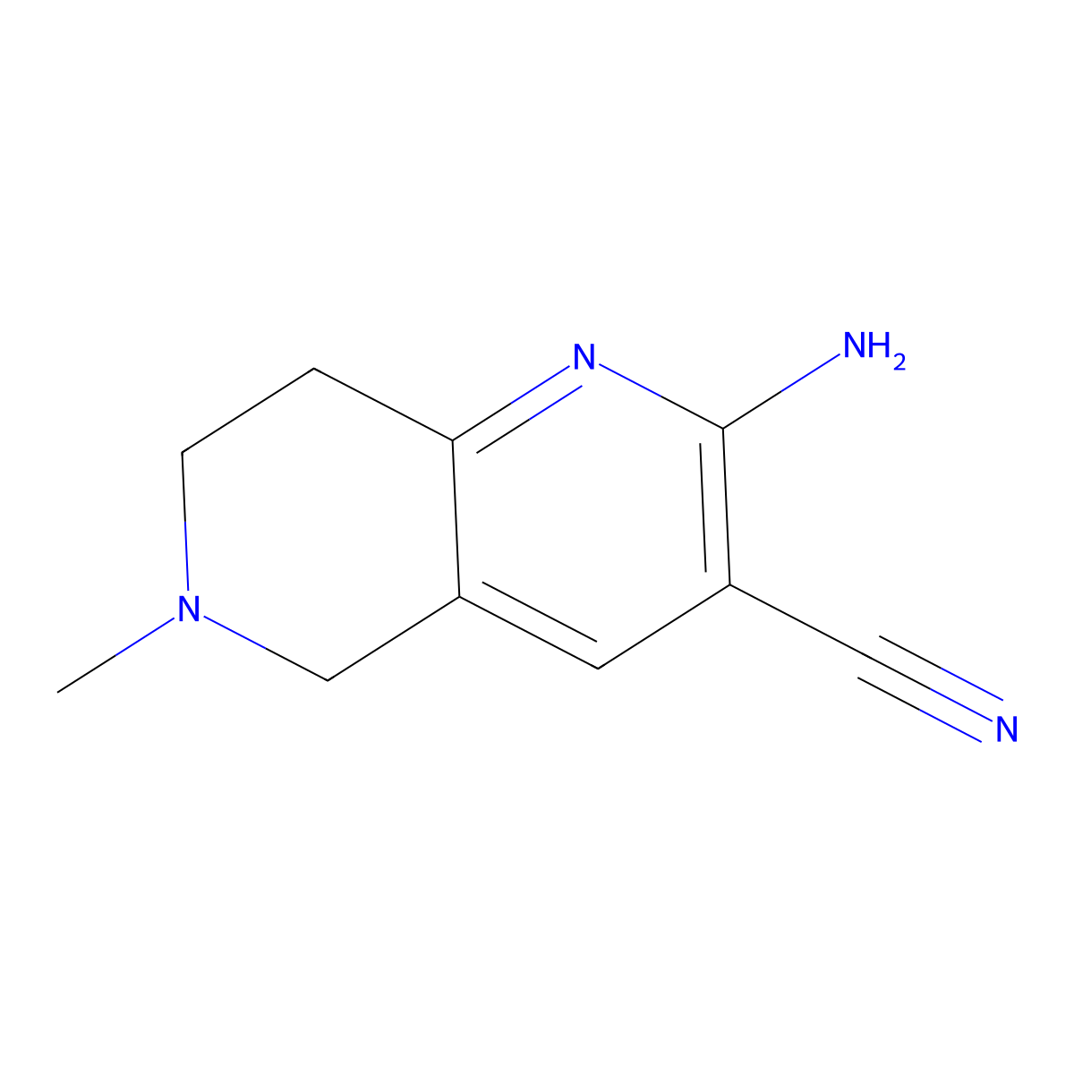 2-Amino-6-methyl-5,6,7,8-tetrahydro-1,6-naphthyridine-3-carbonitrile molecular structure, CAS 1334490-67-3