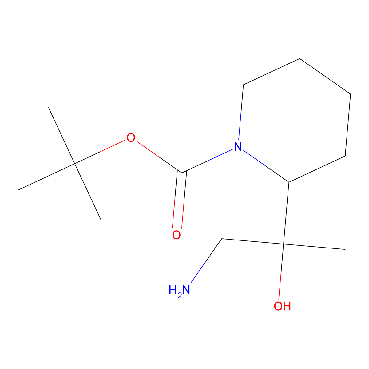 Tert-butyl 2-(1-amino-2-hydroxypropan-2-yl)piperidine-1-carboxylate molecular structure, CAS 1334490-72-0