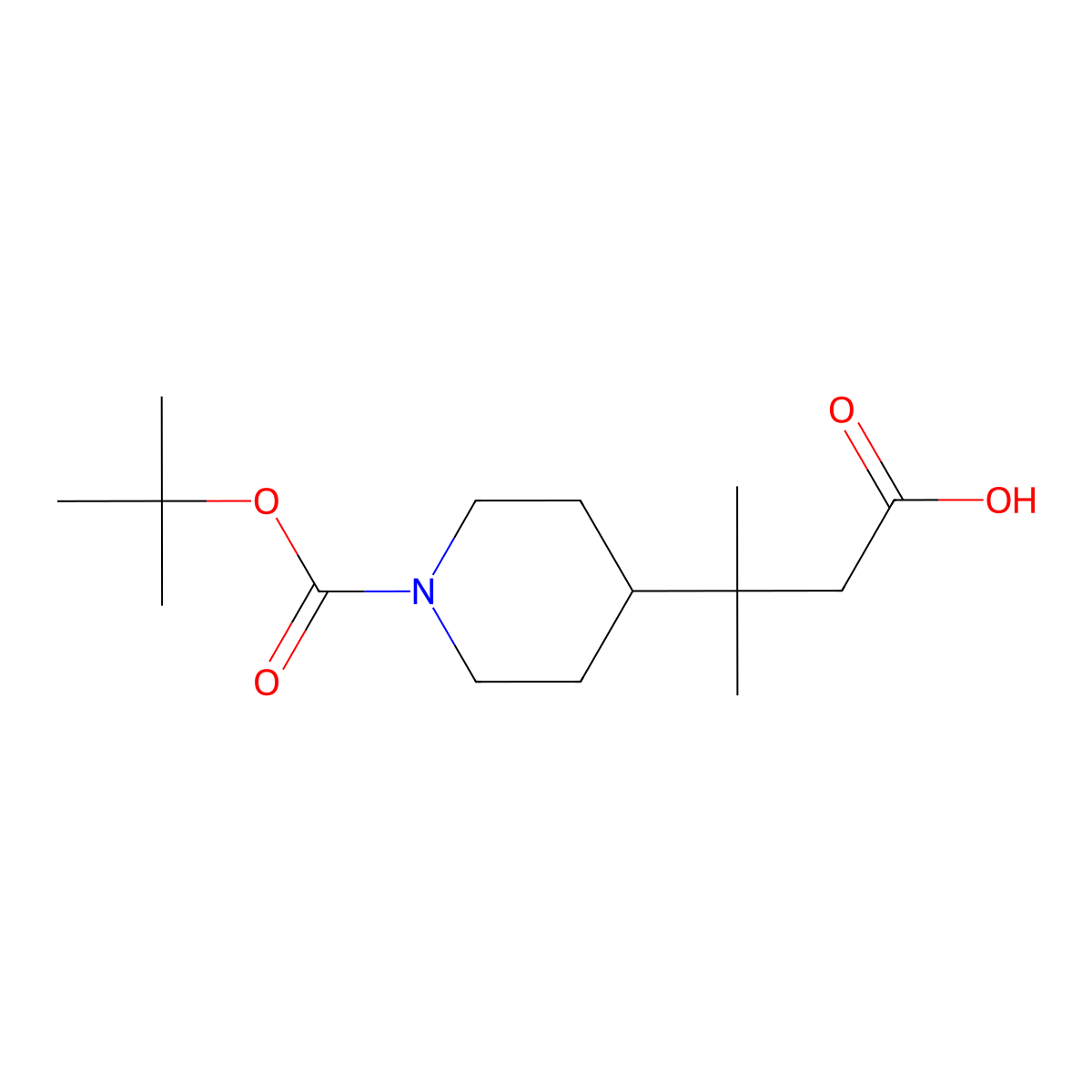 3-(1-(Tert-butoxycarbonyl)piperidin-4-yl)-3-methylbutanoic acid molecular structure, CAS 1334491-10-9