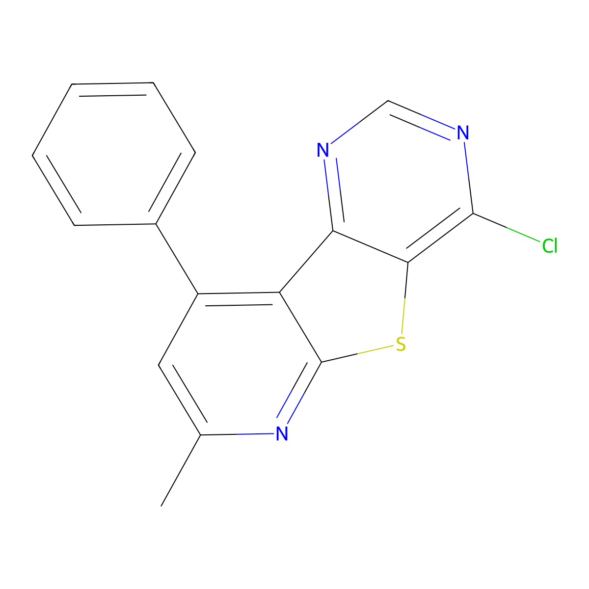 8-Chloro-2-methyl-4-phenyl-9-thia-1,5,7-triaza-fluorene molecular structure, CAS 1334491-17-6