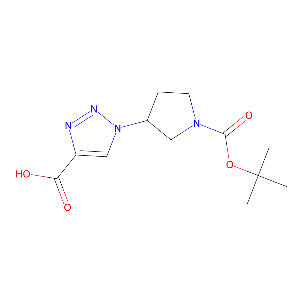 1-(1-((tert-butoxy)carbonyl)pyrrolidin-3-yl)-1H-1,2,3-triazole-4-carboxylic acid molecular structure, CAS 1334491-51-8