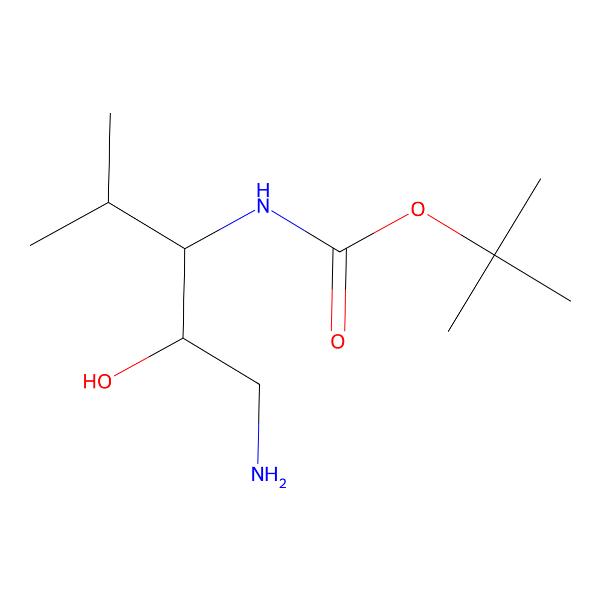 Tert-butyl (1-amino-2-hydroxy-4-methylpentan-3-yl)carbamate molecular structure, CAS 1334491-79-0
