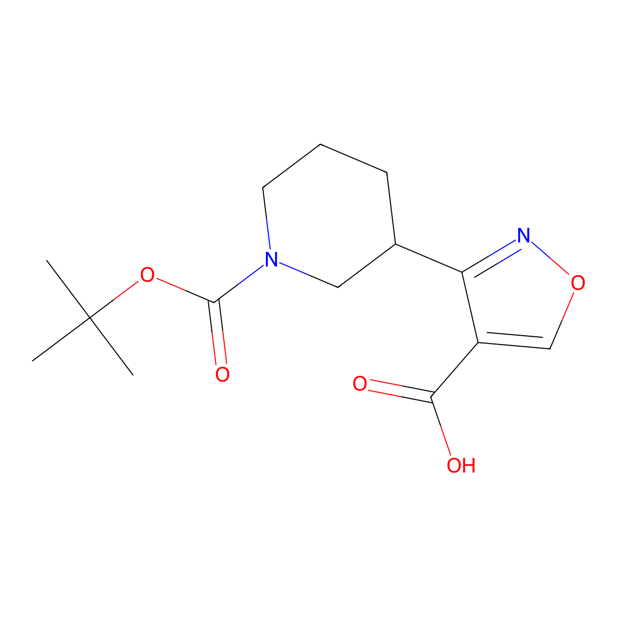 3-(1-(tert-Butoxycarbonyl)piperidin-3-yl)isoxazole-4-carboxylic acid molecular structure, CAS 1334491-82-5