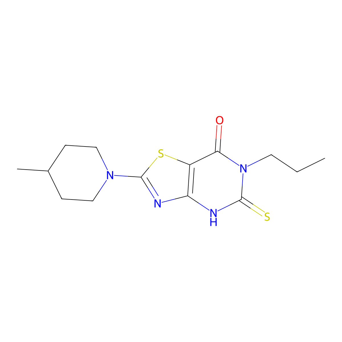 2-(4-Methylpiperidin-1-yl)-6-propyl-5-thioxo-5,6-dihydrothiazolo[4,5-d]pyrimidin-7(4H)-one molecular structure, CAS 1334491-99-4