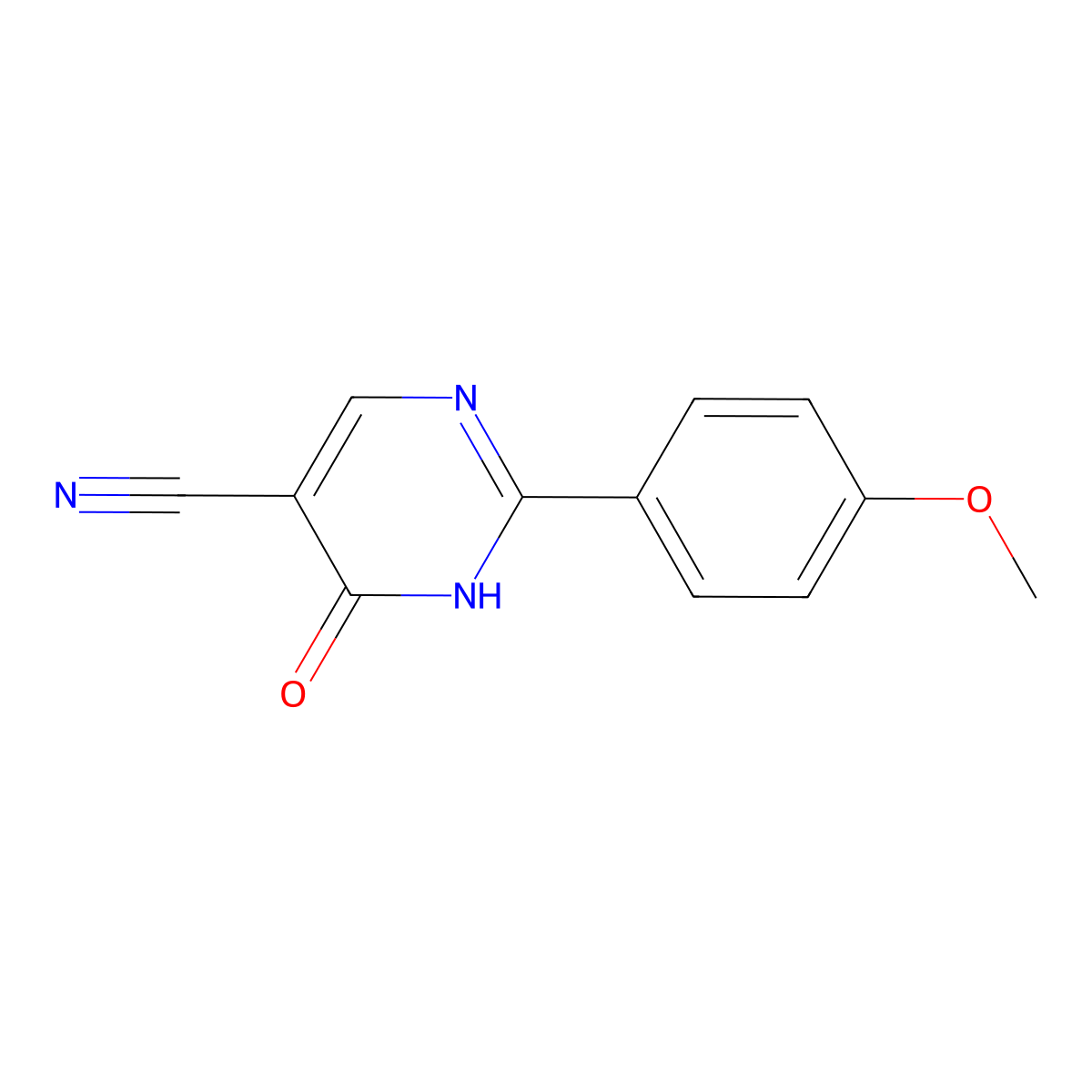 2-(4-Methoxyphenyl)-6-oxo-1,6-dihydropyrimidine-5-carbonitrile molecular structure, CAS 1334492-21-5