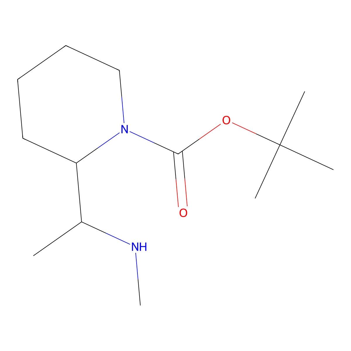 tert-Butyl 2-(1-(methylamino)ethyl)piperidine-1-carboxylate molecular structure, CAS 1334492-46-4
