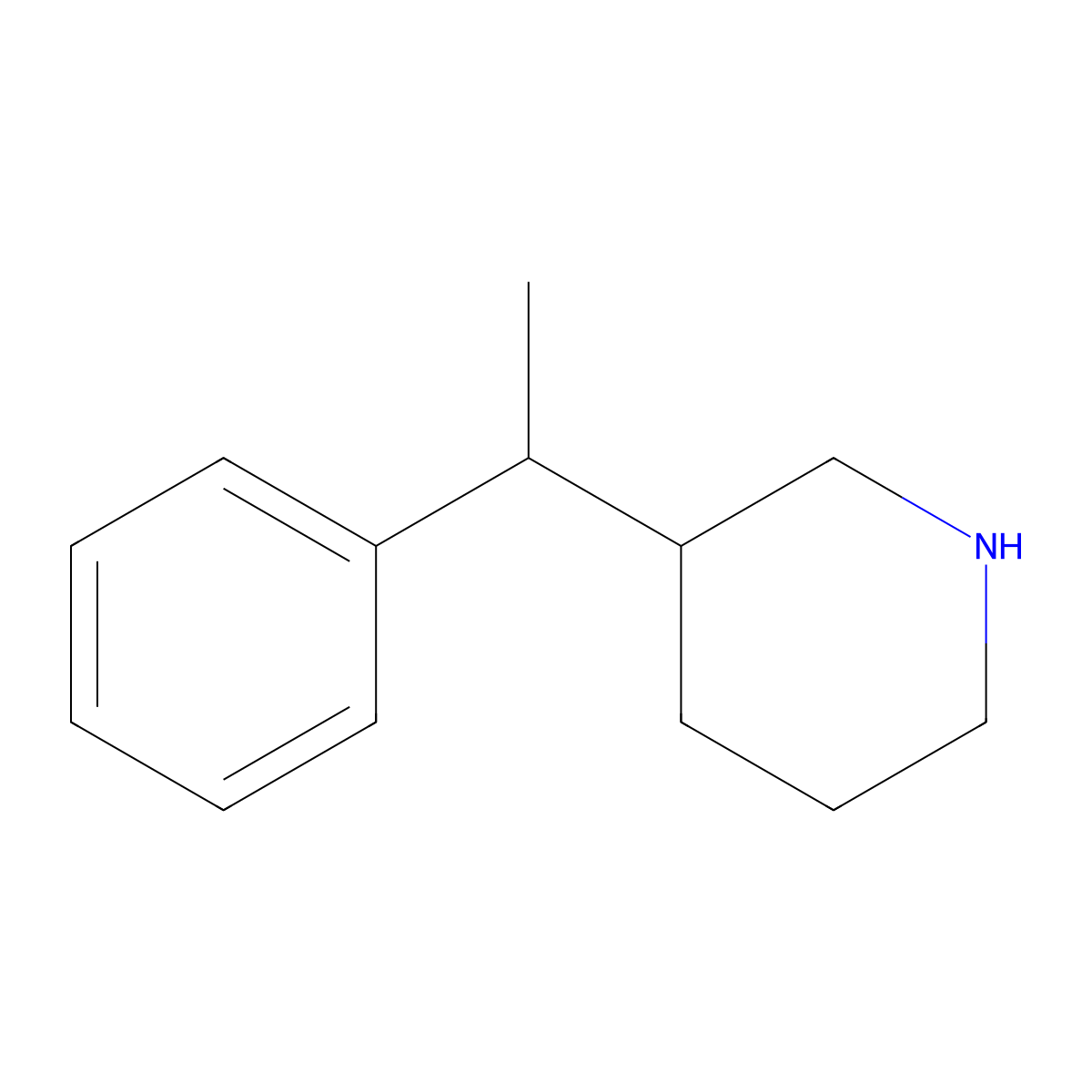 3-(1-Phenylethyl)piperidine molecular structure, CAS 1334492-57-7
