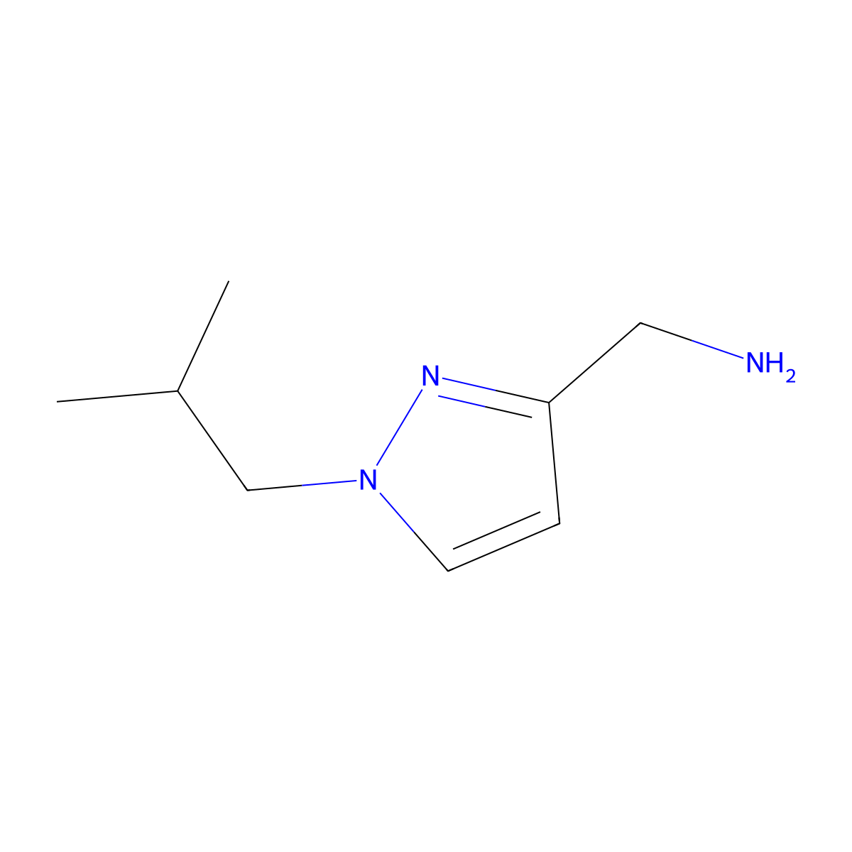 1-[1-(2-methylpropyl)-1H-pyrazol-3-yl]methanamine molecular structure, CAS 1334492-60-2