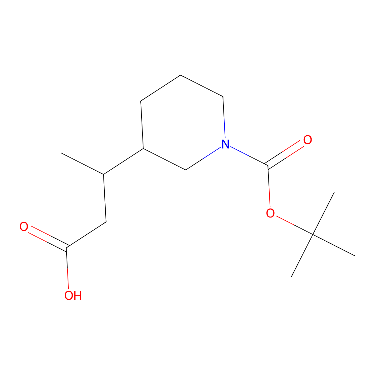 3-{1-[(Tert-butoxy)carbonyl]piperidin-3-yl}butanoic acid molecular structure, CAS 1334493-47-8