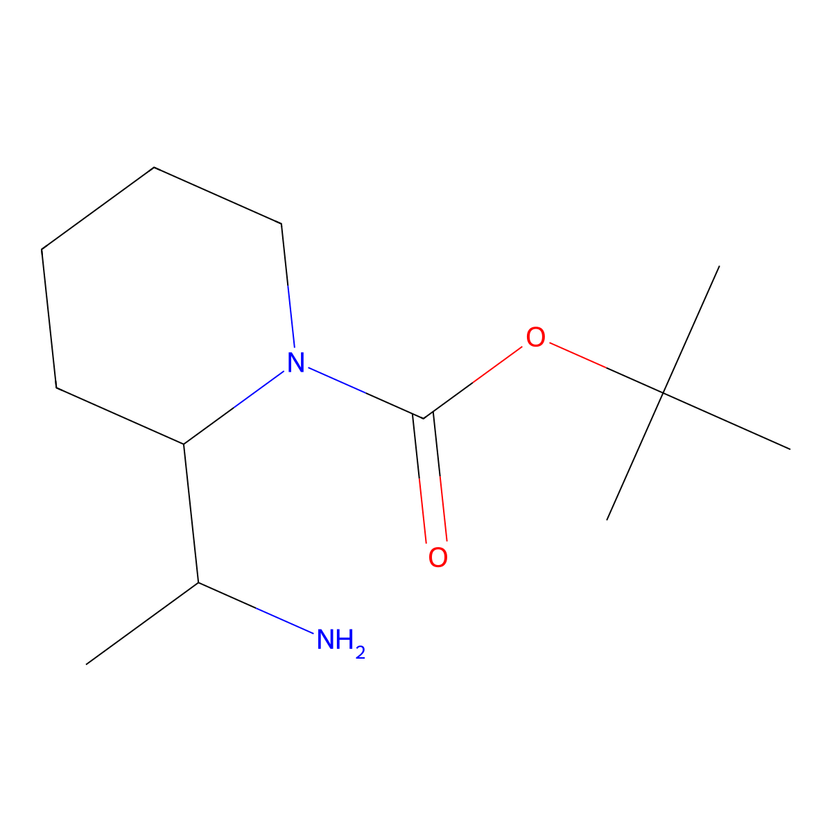 Tert-butyl 2-(1-aminoethyl)piperidine-1-carboxylate molecular structure, CAS 1334493-86-5