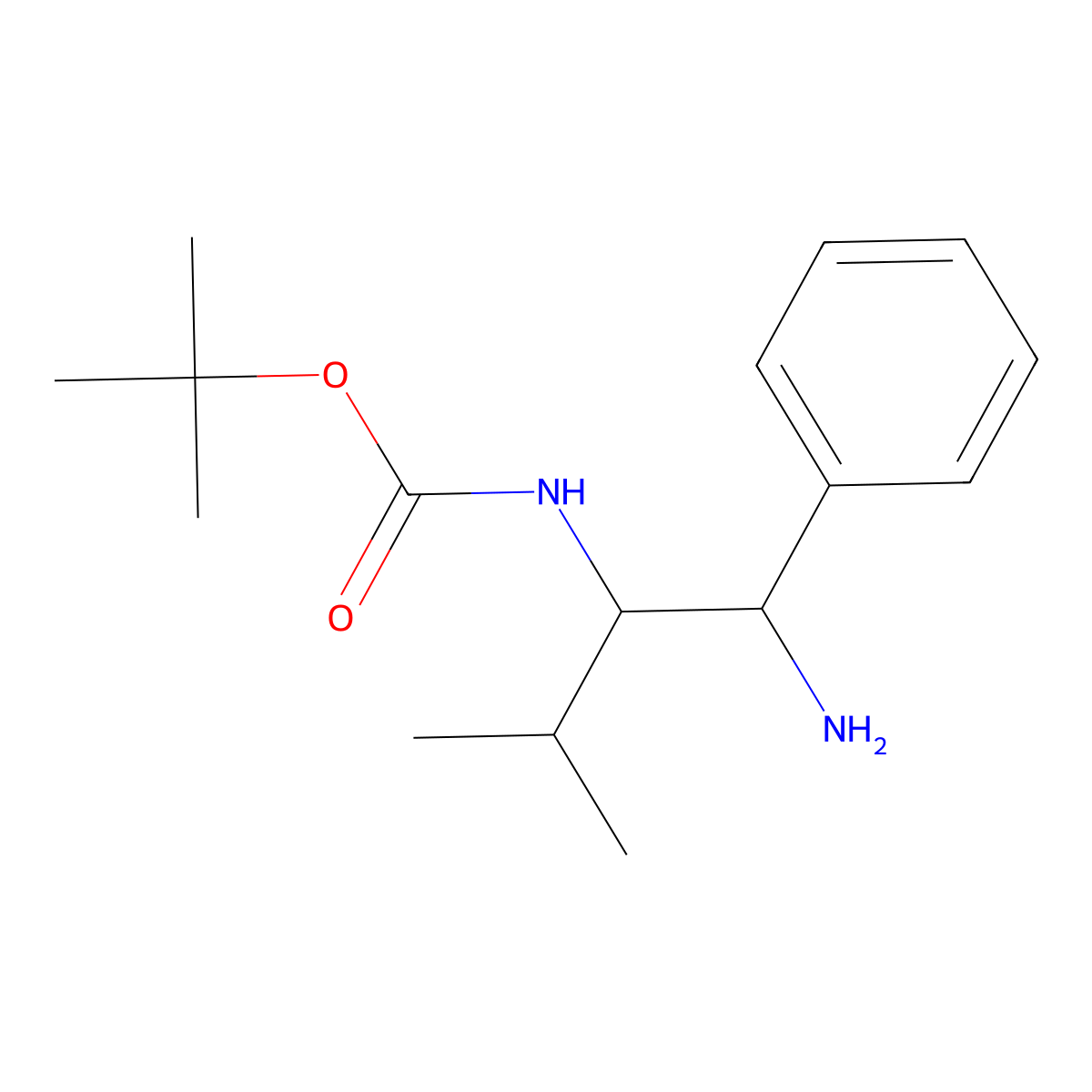 tert-butyl N-(1-amino-3-methyl-1-phenylbutan-2-yl)carbamate molecular structure, CAS 1334494-09-5