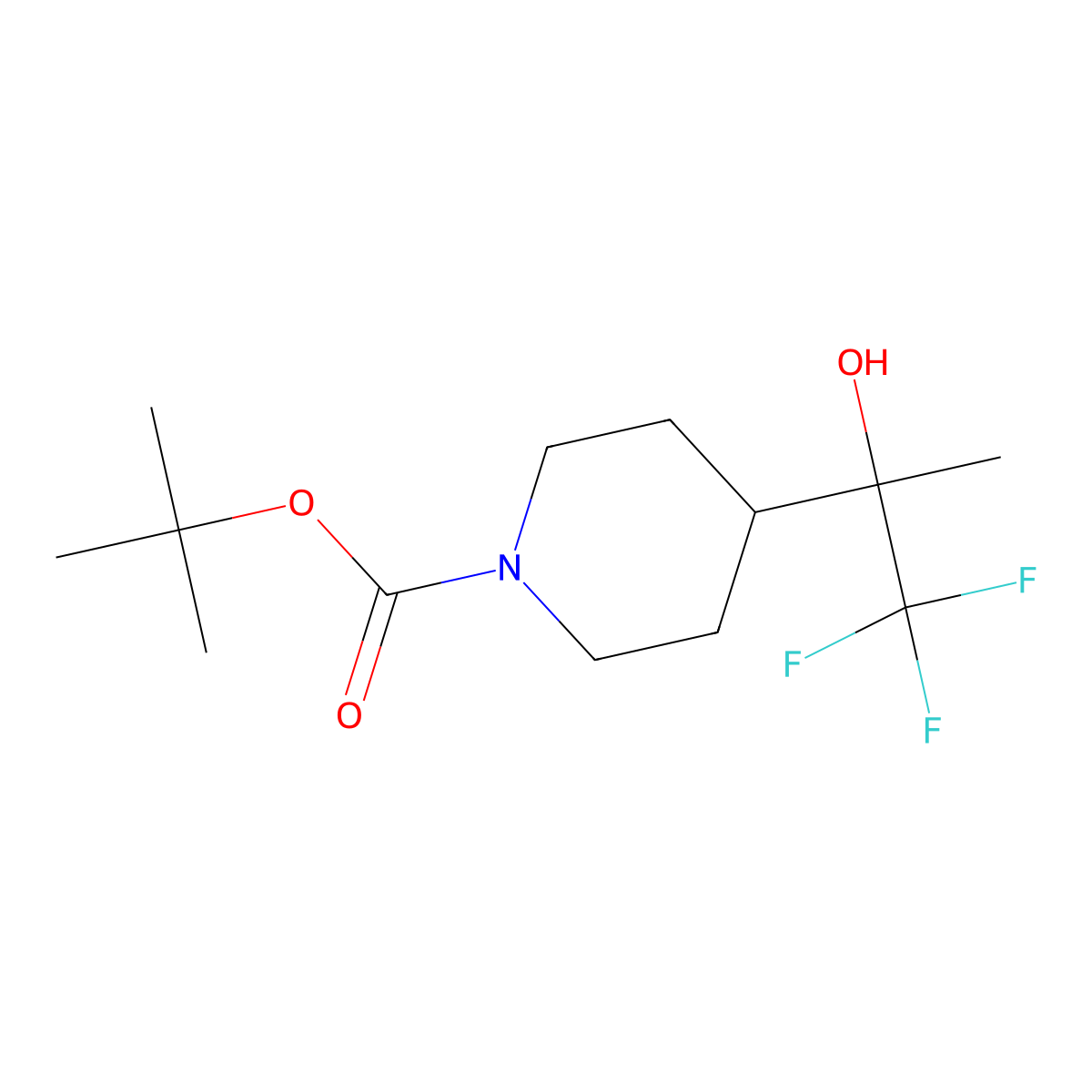 Tert-butyl 4-(1,1,1-trifluoro-2-hydroxypropan-2-yl)piperidine-1-carboxylate molecular structure, CAS 1334494-13-1