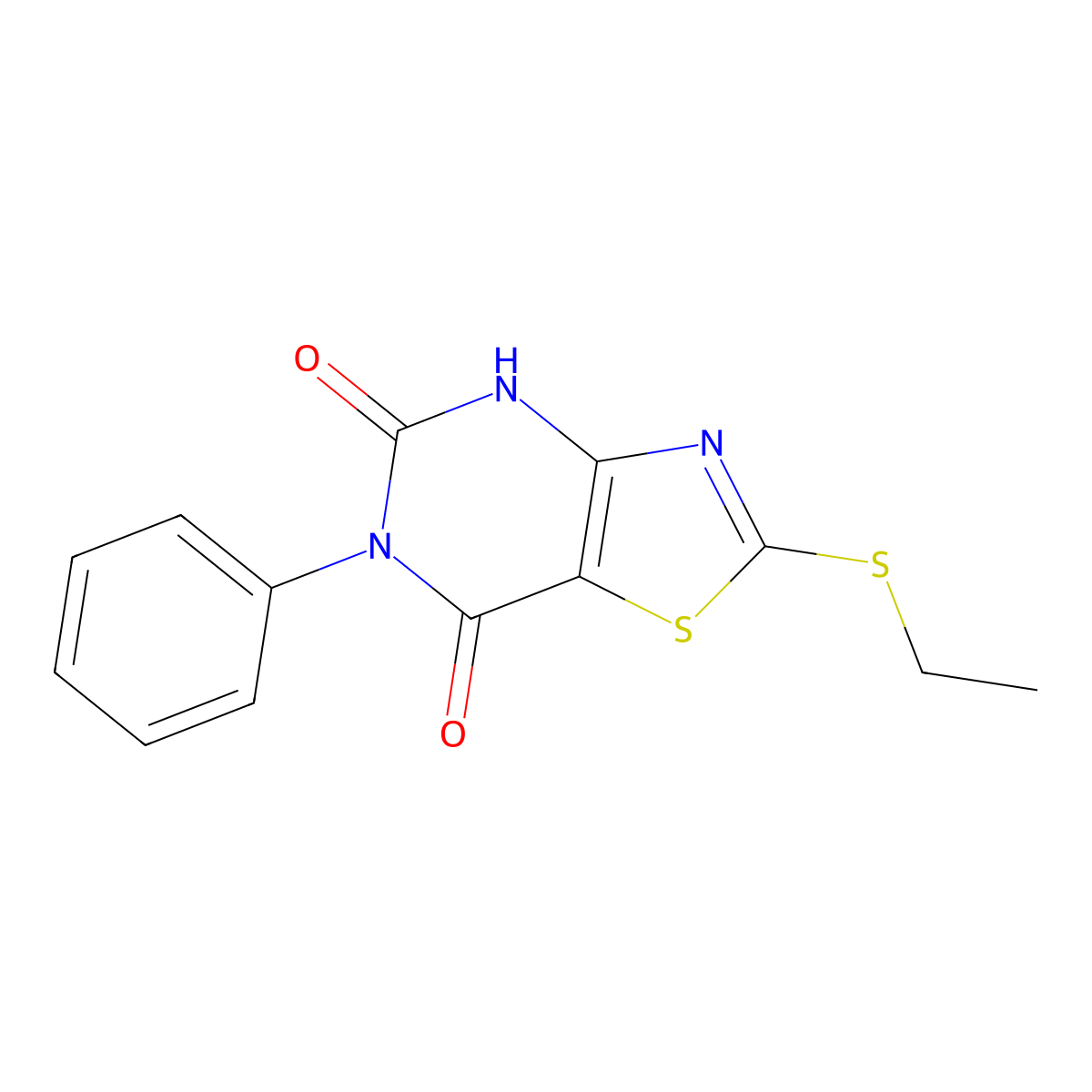 2-(ethylthio)-6-phenyl[1,3]thiazolo[4,5-d]pyrimidine-5,7(4H,6H)-dione molecular structure, CAS 1334494-44-8