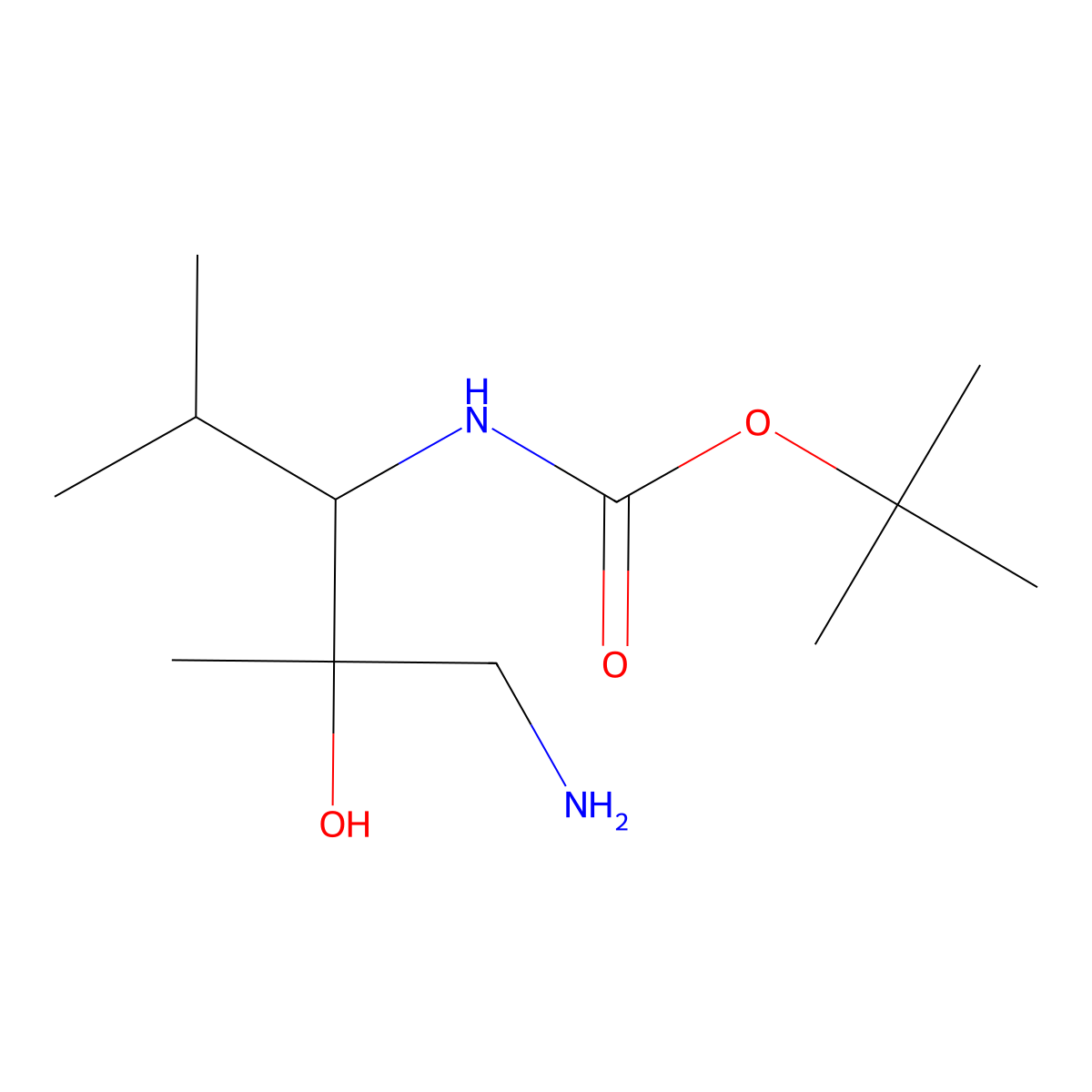 Tert-butyl (1-amino-2-hydroxy-2,4-dimethylpentan-3-yl)carbamate molecular structure, CAS 1334494-56-2