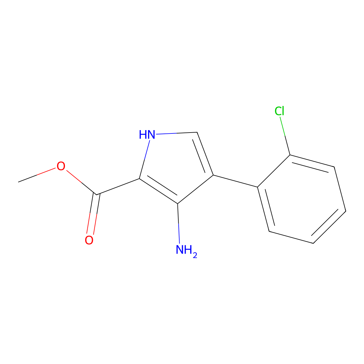 methyl 3-amino-4-(2-chlorophenyl)-1H-pyrrole-2-carboxylate molecular structure, CAS 1334494-82-4