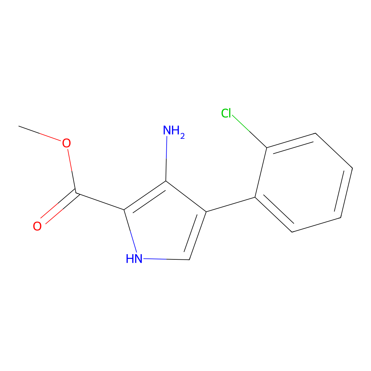 methyl 3-amino-4-(2-chlorophenyl)-1H-pyrrole-2-carboxylate molecular structure, CAS 1334494-82-4