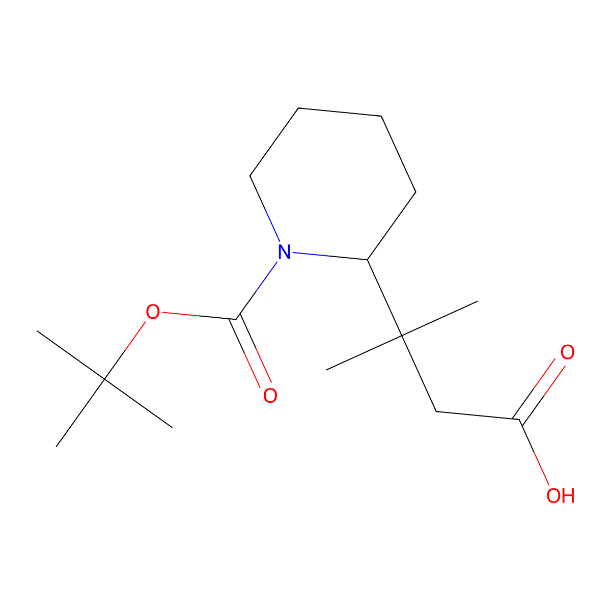 3-(1-(Tert-butoxycarbonyl)piperidin-2-yl)-3-methylbutanoic acid molecular structure, CAS 1334495-00-9
