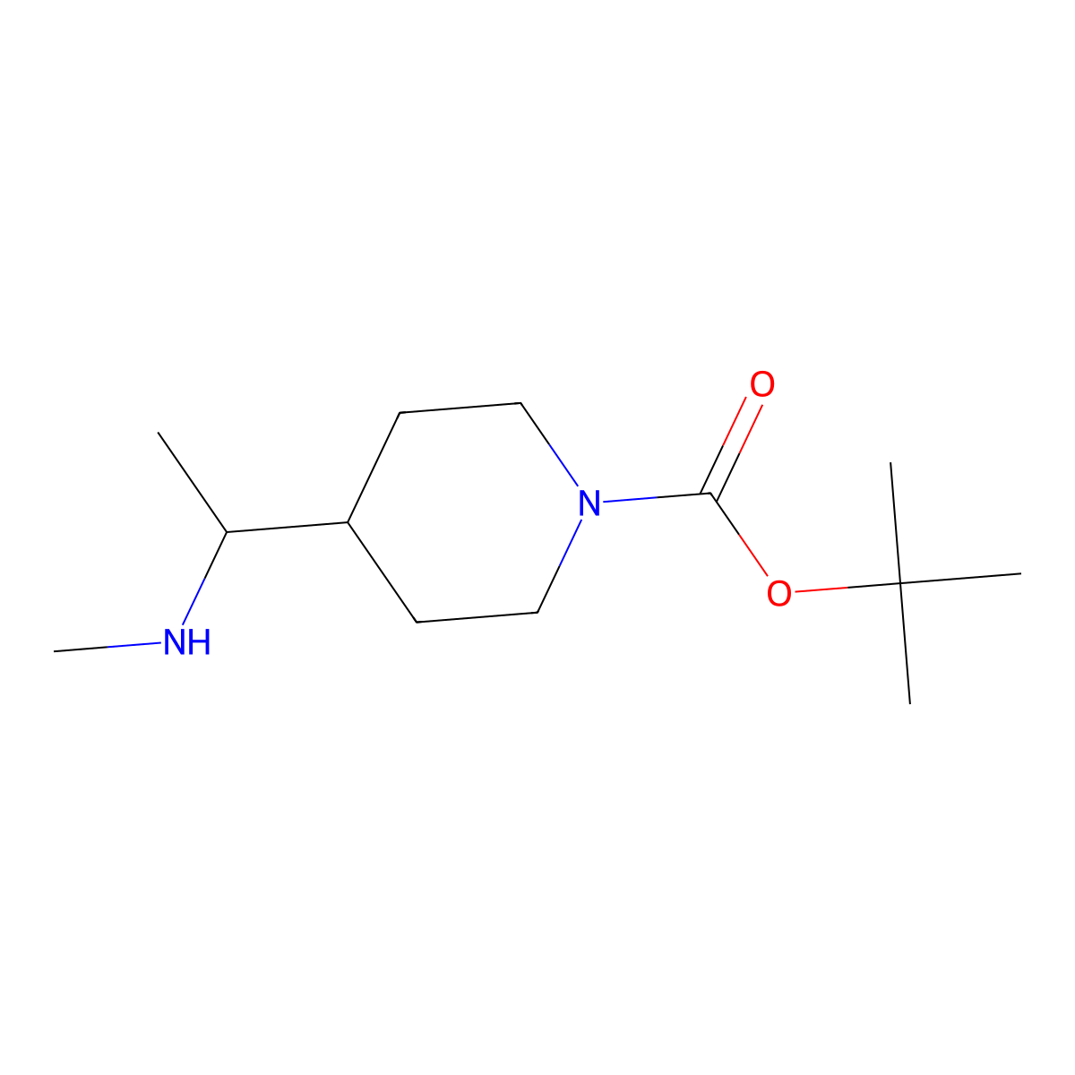tert-Butyl 4-(1-(methylamino)ethyl)piperidine-1-carboxylate molecular structure, CAS 1334495-17-8