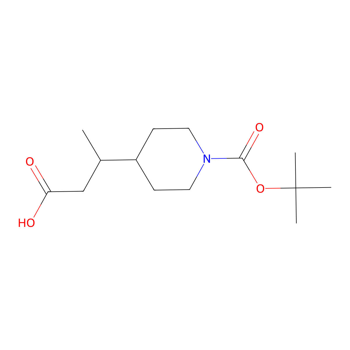 3-(1-((Tert-butoxy)carbonyl)piperidin-4-yl)butanoic acid molecular structure, CAS 1334495-20-3