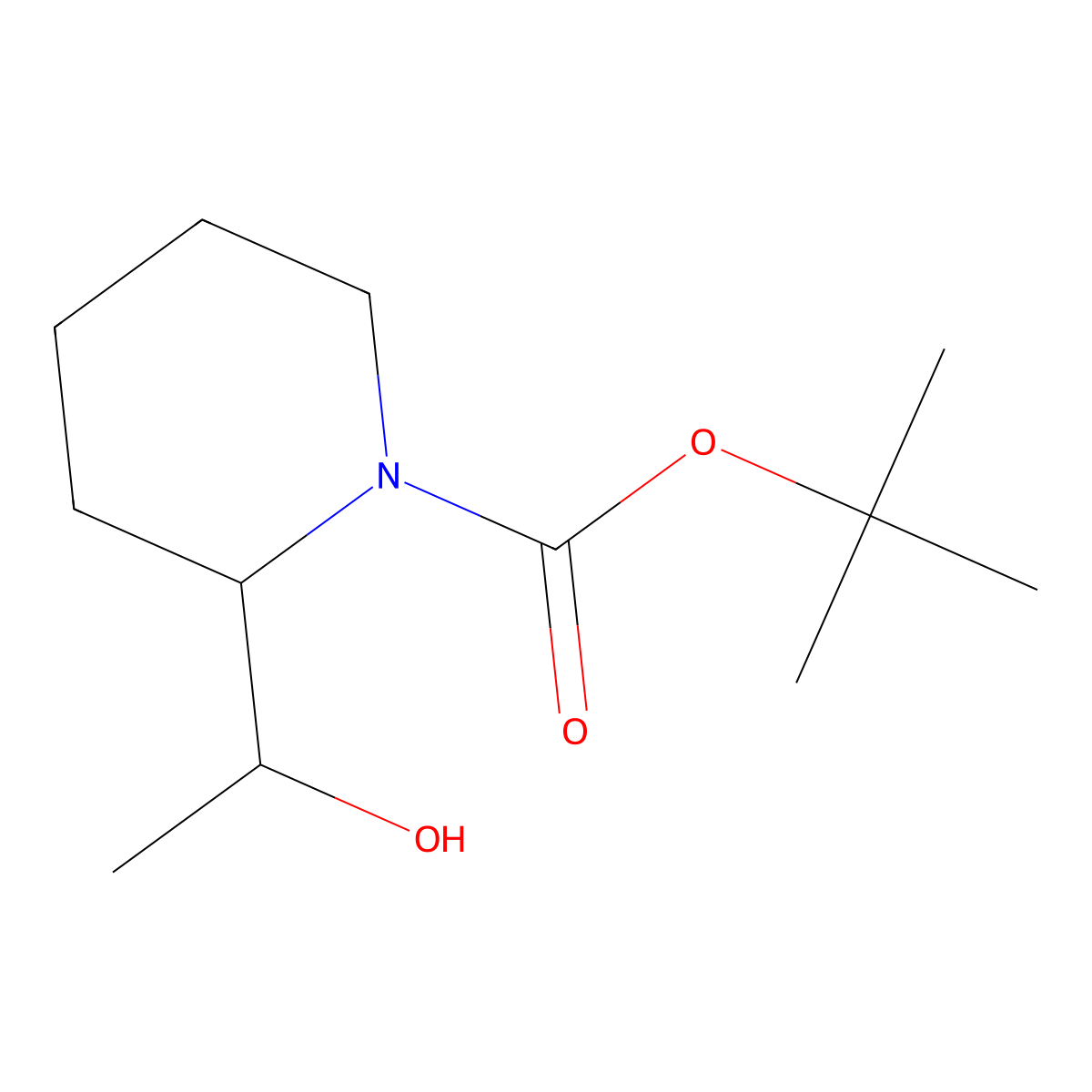 Tert-butyl 2-(1-hydroxyethyl)piperidine-1-carboxylate molecular structure, CAS 1334495-29-2
