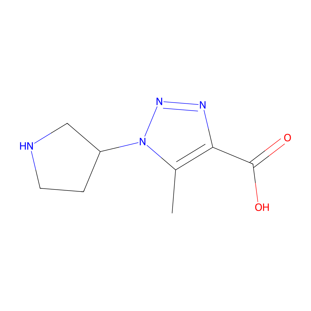 5-methyl-1-(pyrrolidin-3-yl)-1H-1,2,3-triazole-4-carboxylic acid molecular structure, CAS 1334495-30-5