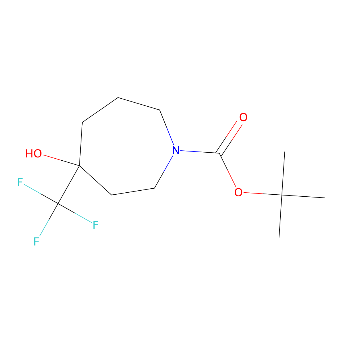 4-Hydroxy-4-trifluoromethyl-azepane-1-carboxylic acid tert-butyl ester molecular structure, CAS 1334495-40-7