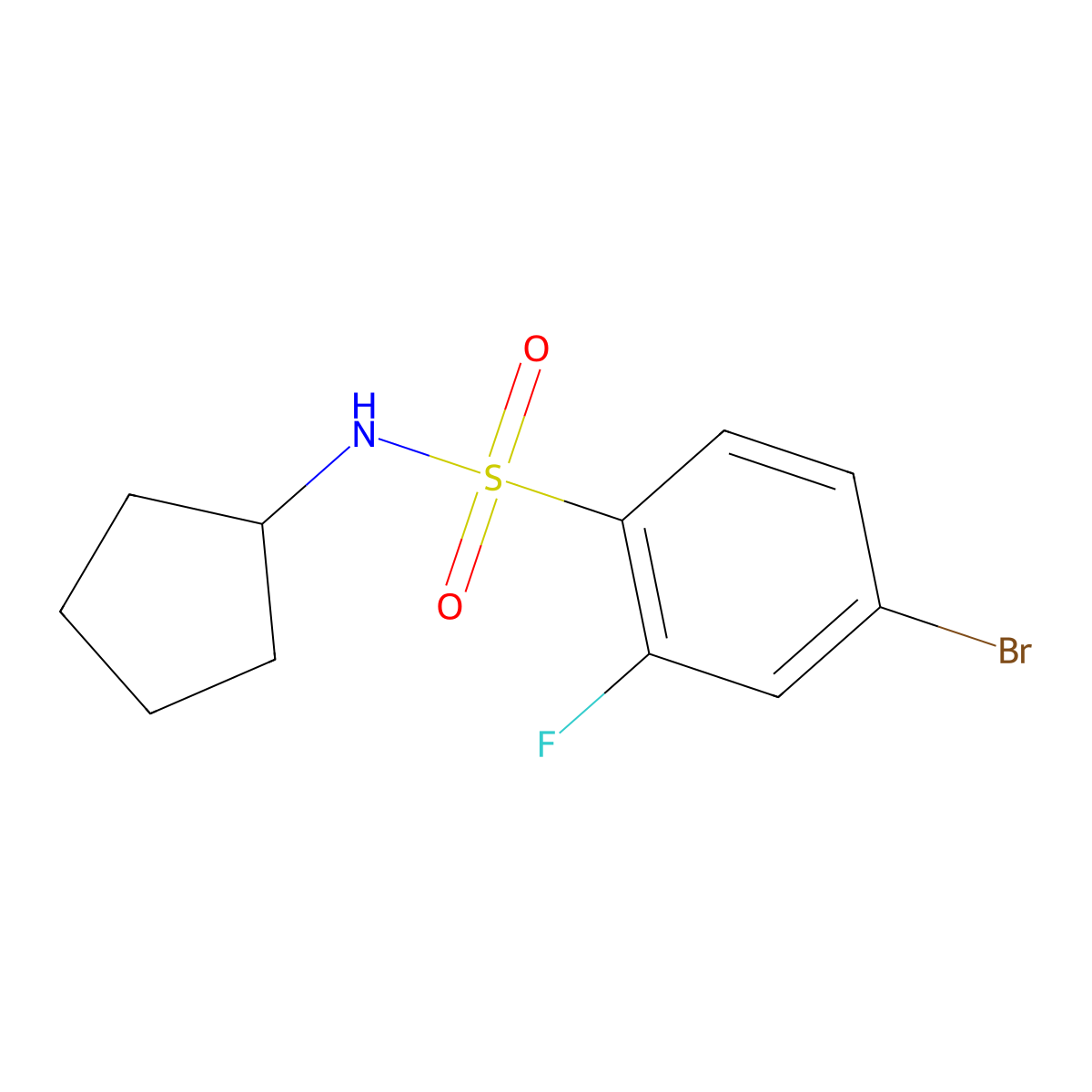 4-bromo-N-cyclopentyl-2-fluorobenzenesulfonamide molecular structure, CAS 1334497-45-8