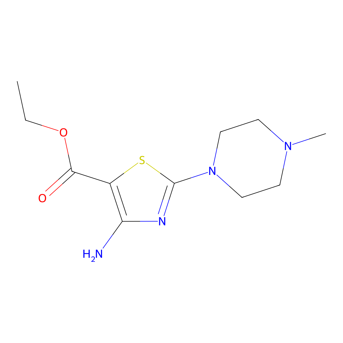 Ethyl 4-amino-2-(4-methylpiperazin-1-yl)-1,3-thiazole-5-carboxylate molecular structure, CAS 1334498-23-5