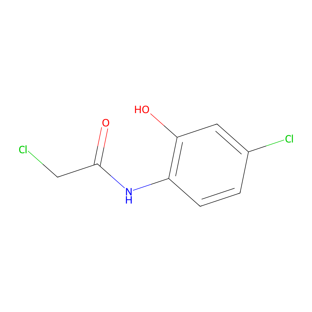 2-chloro-N-(4-chloro-2-hydroxyphenyl)acetamide molecular structure, CAS 1334499-02-3