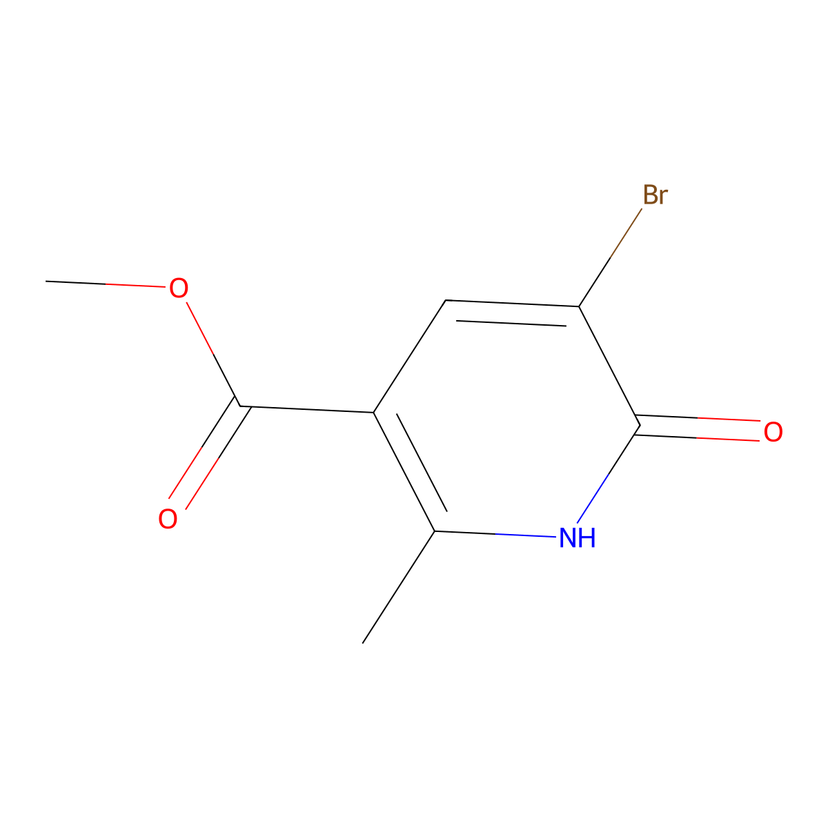 Methyl 5-bromo-2-methyl-6-oxo-1,6-dihydropyridine-3-carboxylate molecular structure, CAS 1334499-25-0