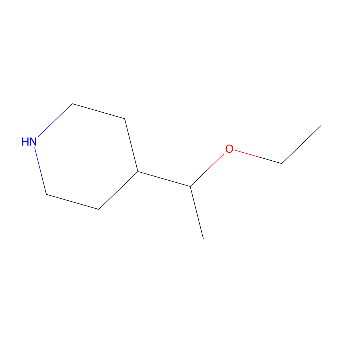 4-(1-Ethoxyethyl)piperidine molecular structure, CAS 1334499-28-3