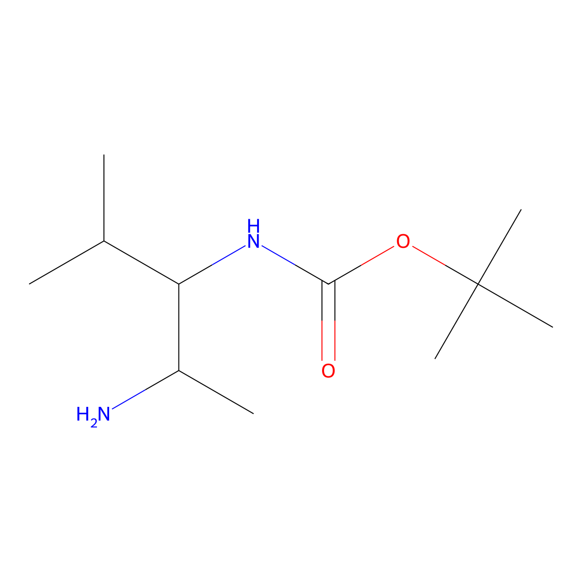 tert-butyl N-(2-amino-4-methylpentan-3-yl)carbamate molecular structure, CAS 1334499-54-5