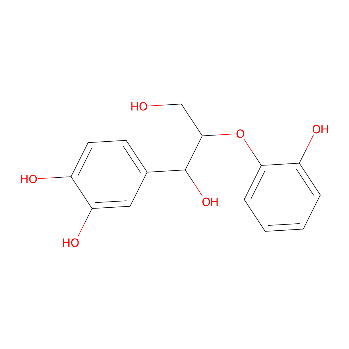 4-(1,3-Dihydroxy-2-(2-hydroxyphenoxy)propyl)benzene-1,2-diol molecular structure, CAS 1334499-70-5