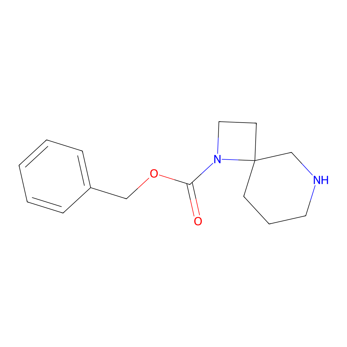 Benzyl 1,6-diazaspiro[3.5]nonane-1-carboxylate molecular structure, CAS 1334499-82-9